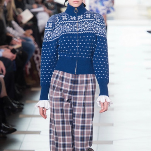 Tory Burch Elyse Cardigan Wool Blue 